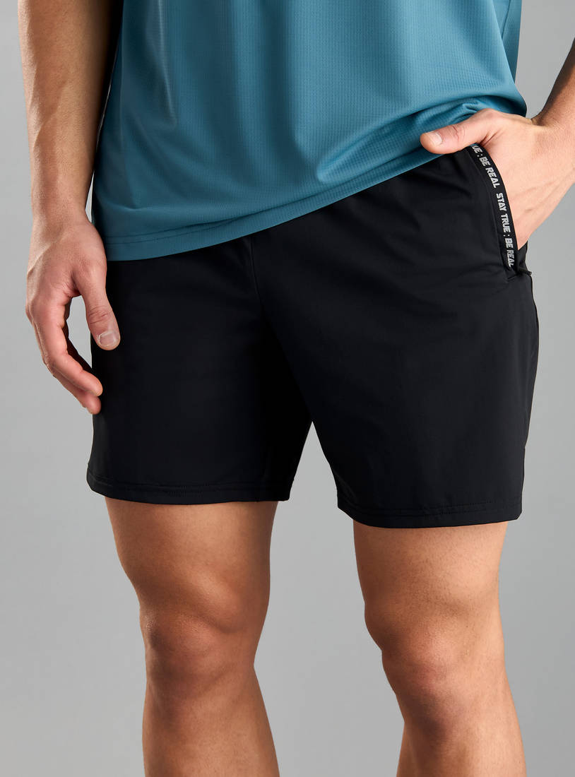 Text Detail Shorts with Pockets