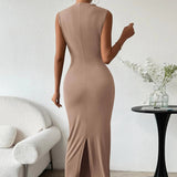 Casual Sleeveless Back Slit Elegant